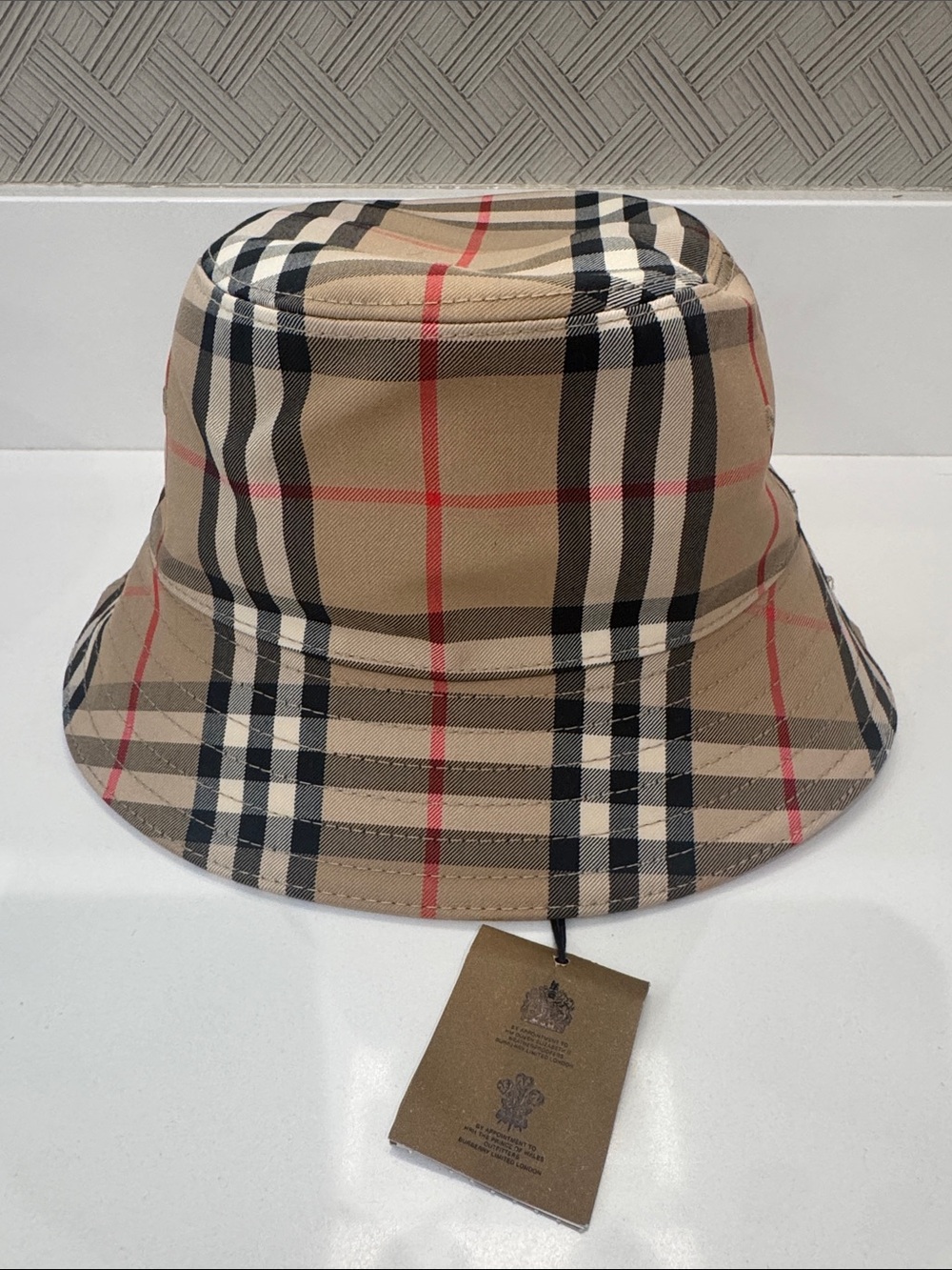 Authentic NEW BURBERRY Kids Beige GABRIEL Check Cotton Bleend Bucket Hat 4Y-6Y